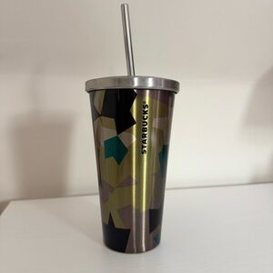 Starbucks Multicolor Geometric Mosaic Metallic Stainless Steel Cold Cup Tumbler